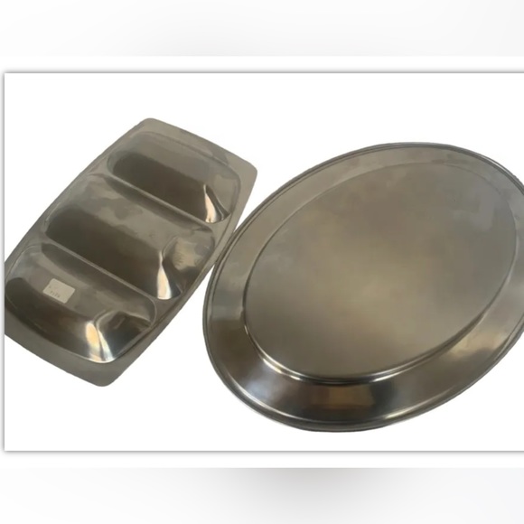 Fraser 'Cultura' Stainles Relish Tray NWT & Oval Tray Denmark preowned 18/8 - Picture 2 of 6